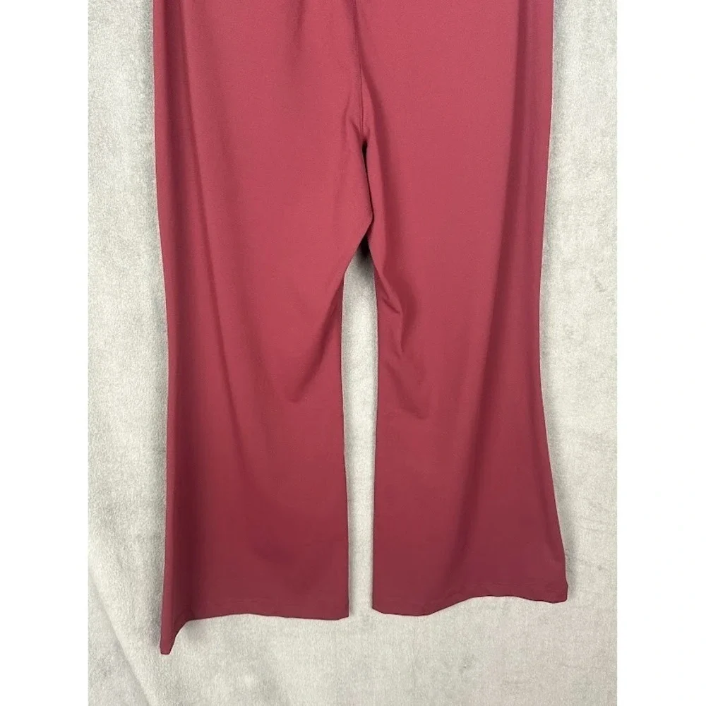 Halara Pants Women Large Burgundy Flex DayStretch High Waisted Pocket Work Flare - Picture 5 of 12